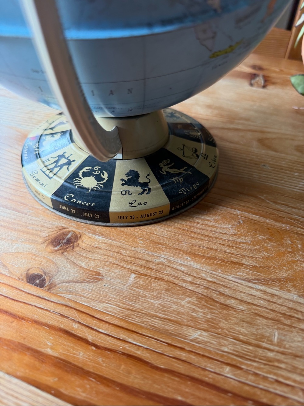 Vintage World Globe with Zodiac Base - Picture 3 of 6
